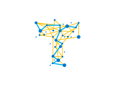 T - Travel, trace, nodes, network, letter mark, logo symbol collaborate collaboration connection co…