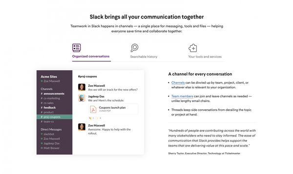 Tabbed info for quick browsing