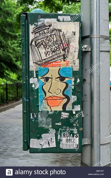 Stickers, drawings and graffiti on an electrical box just outside Stock  Photo - Alamy