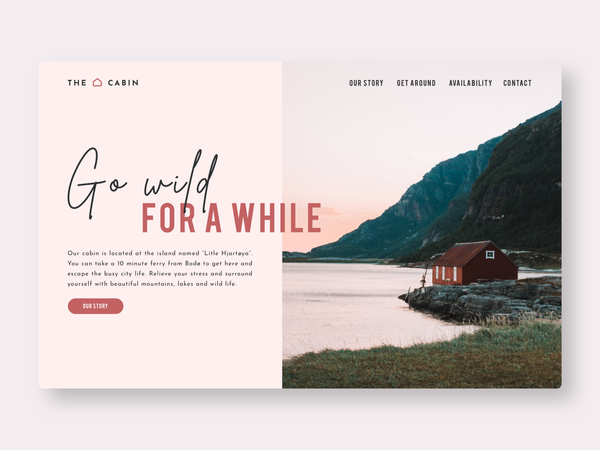 The Red Cabin, Norway - Travel website landscape website design homepage ui pastel travel app trave…
