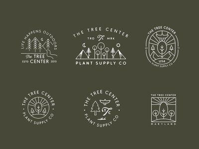 The Tree Center Badges identity concept branding illustration retro moon sun supply adventure natur…