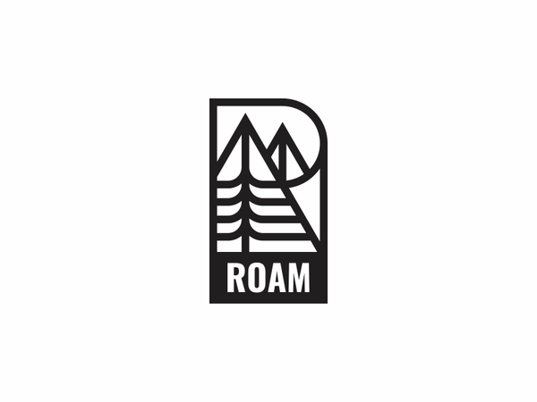 Roam initial nature forest mountain badge outdoor icon logo
