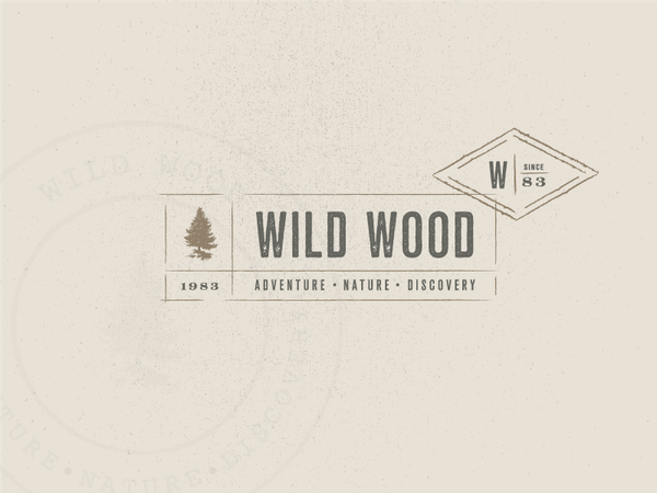 Wild Wood III etching pine tree pine monogram adventure natura wood wild wood wild tree branding lo…