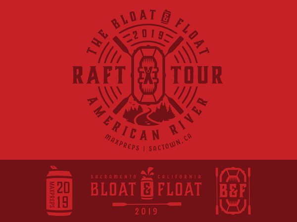 Bloat & Float Raft Tour vector illustration design beer nature river badge logo badge outdoors tour…