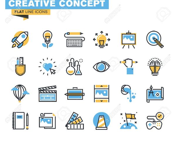 Trendy Flat Line Icon Pack For Designers And Developers. Icons For Creative  Process, Design, Art, …