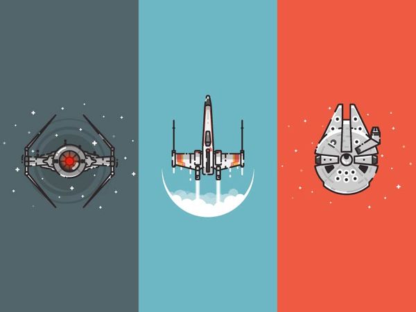 Star Wars spaceship illustrations icon universe millennium falcon falcon millennium fighter outline…