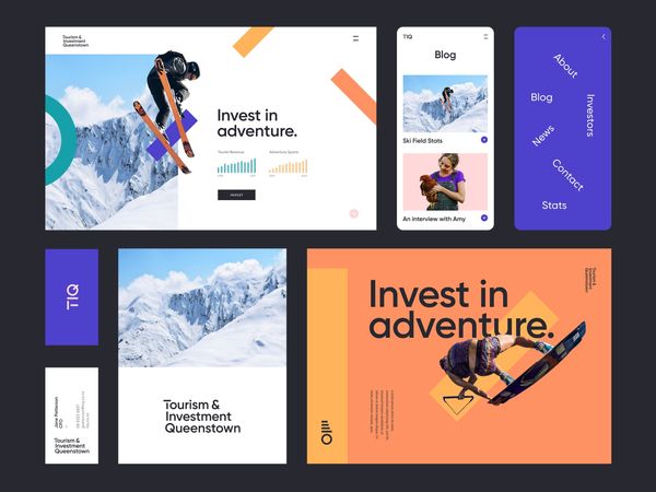 Tourism & Investment Queenstown web designer app designer interface design bold color tourism ui de…