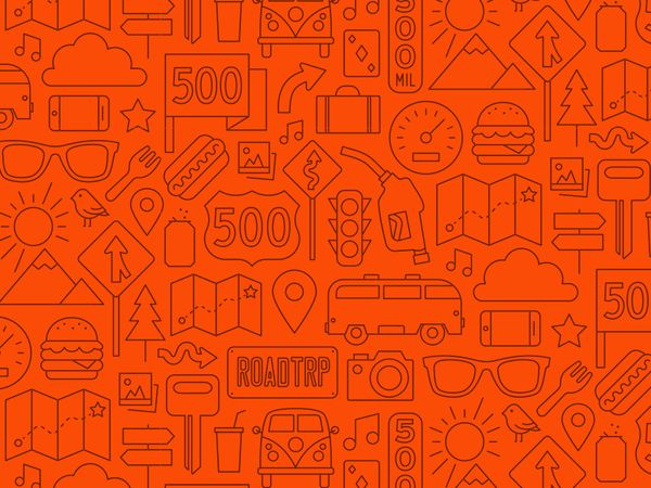 Sales Meeting Road Trip Pattern monoline icons surface design pattern road trip