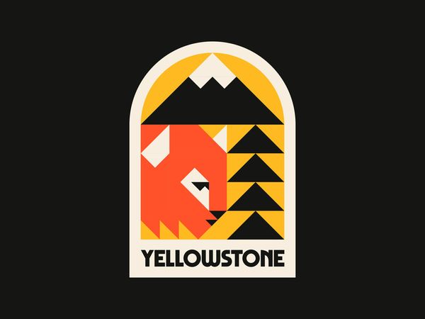 Yellowstone typography triangles shapes mountain tree bison buffalo outdoors nature national park y…