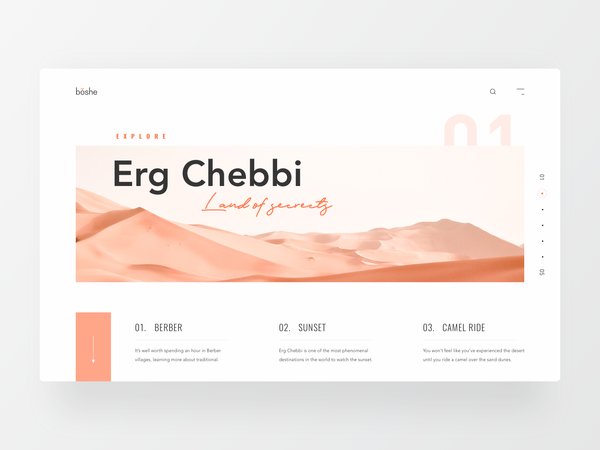 Explore Erg Chebbi Website Header homepage web web design adventure tour travelling sand orange exp…