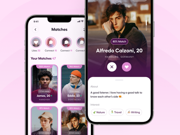 Friendzy - Matches and Profile Details by Illiyin Studio on Dribbble