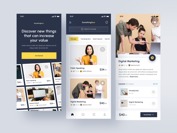 SomethingNew - Online Course Apps by Latiful Fajar 👐 for 10am Studio on Dribbble