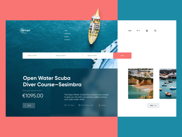 Scuba Diving Course Landing Page by tubik on Dribbble