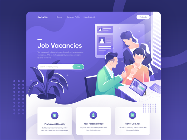 Jobster - Search Millions of Jobs Online Website Concept by Sigit Setyo Nugroho for Moonlab Studio …