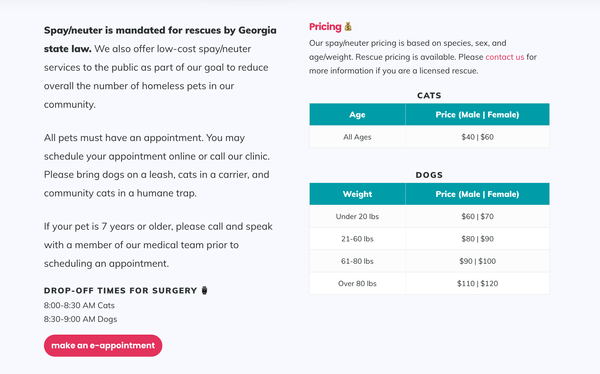 Text and pricing