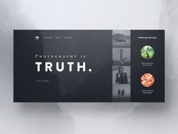 Photo Stories — Hero Exploration (Light/Dark) by Ben Schade - Dribbble