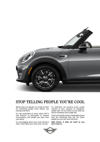 Mini: Stop telling people you're cool • Ads of the World™ | Part of The Clio Network