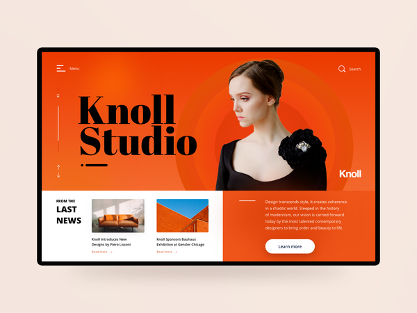 Knoll Studio Header by Any Rudometkina for Art of energy from Roman Budaev on Dribbble