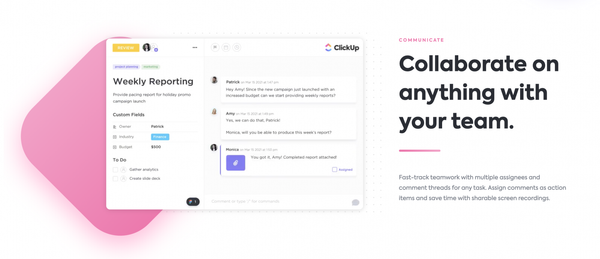 ClickUp // Media left, content right