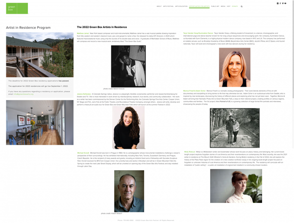 Green Box Arts :: Artist in Residence Program – Archive
