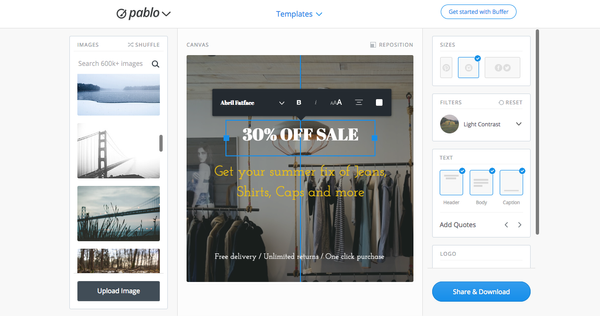 Pablo by Buffer - Design engaging images for your social media posts in under 30 seconds