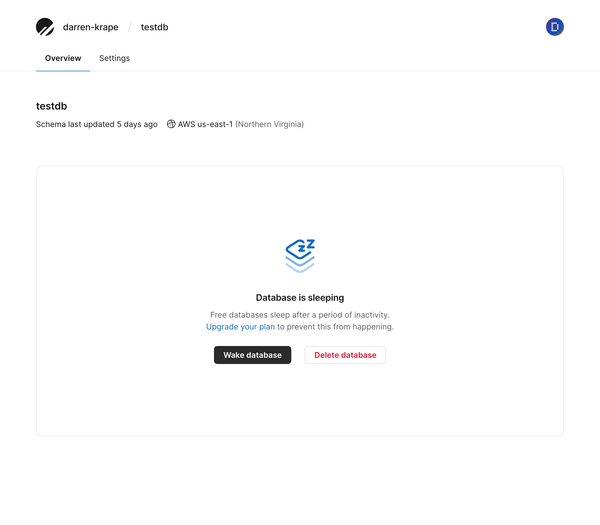 testdb overview - PlanetScale