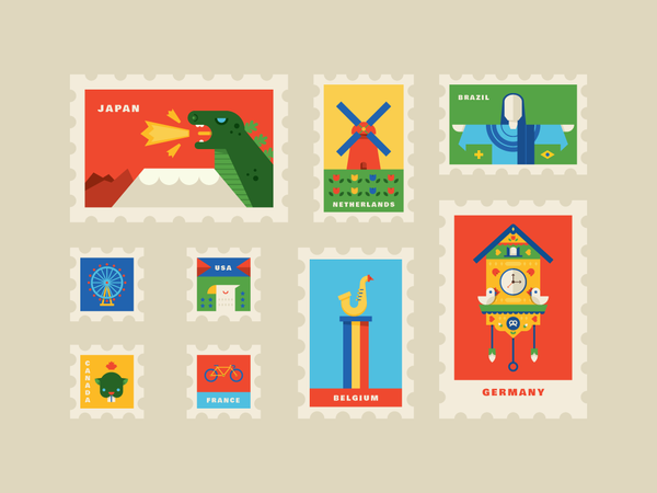 World Postage Stamps 1 by Leisha Scallan on Dribbble