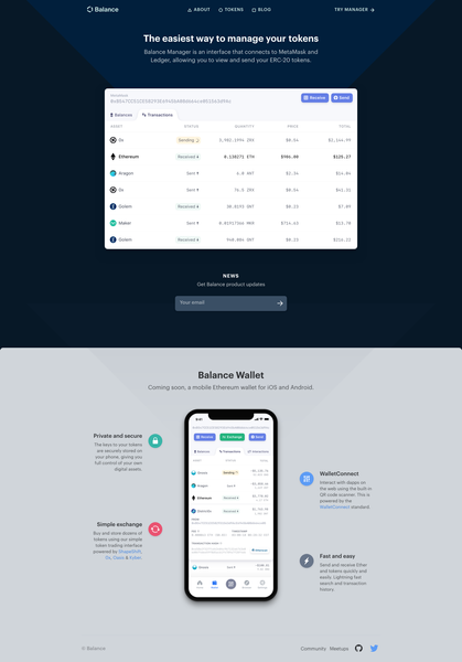 Balance - An Ethereum wallet that supports all ERC-20 tokens.