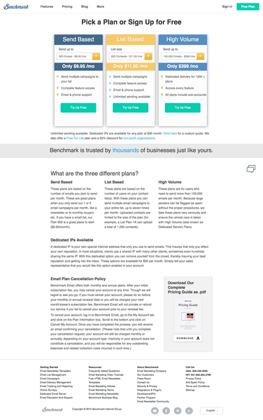 Email Marketing Pricing Plans - Benchmark Email - http___www.bmetrack.com_pricing