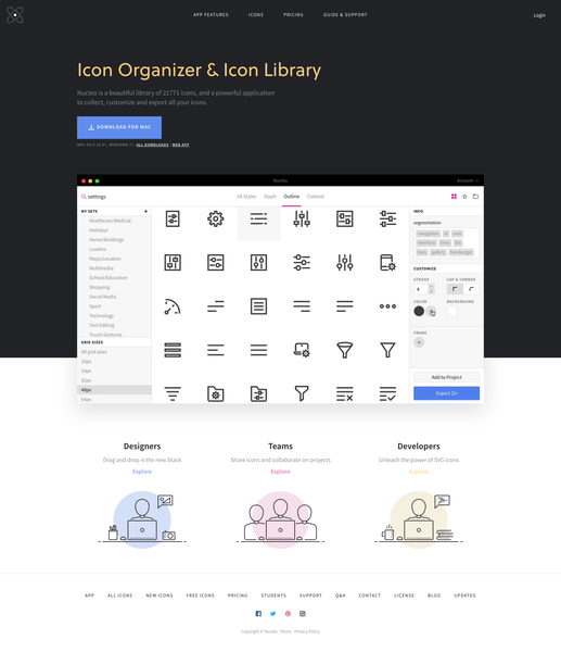 Icon Organizer & Icon Library | Nucleo
