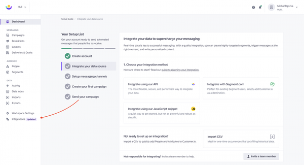 Customer.io - Credentials