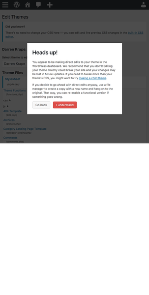 Edit Themes ‹ Darren Krape — WordPress