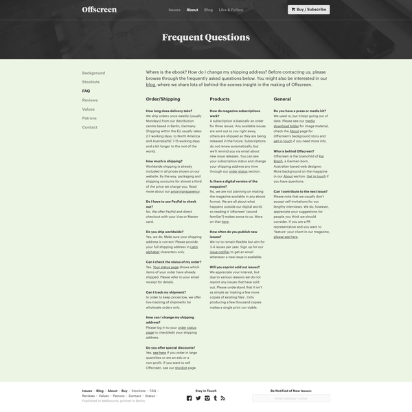 www.offscreenmag.com - FAQ — Offscreen Magazine - 2016-09-01