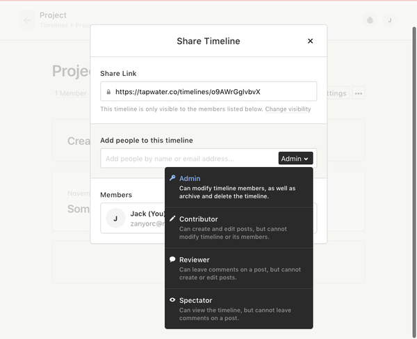 Share Timeline | Tapwater