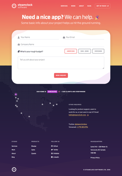 Get in Touch - Steamclock Software