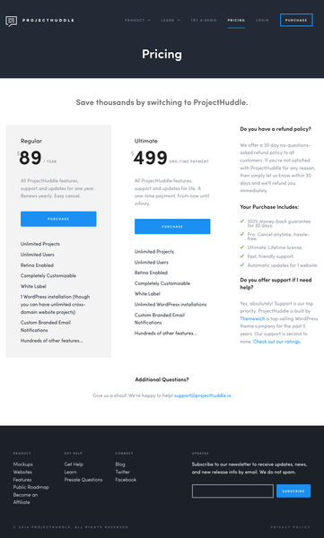 Pricing - ProjectHuddle