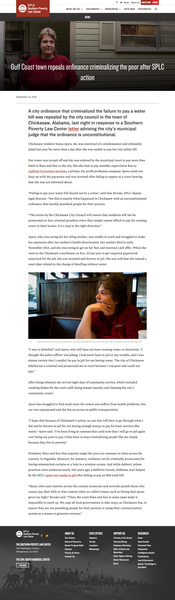 www.splcenter.org - Gulf Coast town repeals ordinance criminalizing the poor after SPLC action   So…