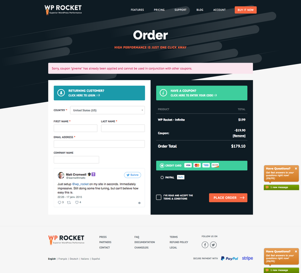 Confirm your Order - WP Rocket