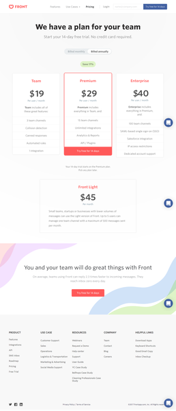 Front | Pricing plans starting from just $19 a month