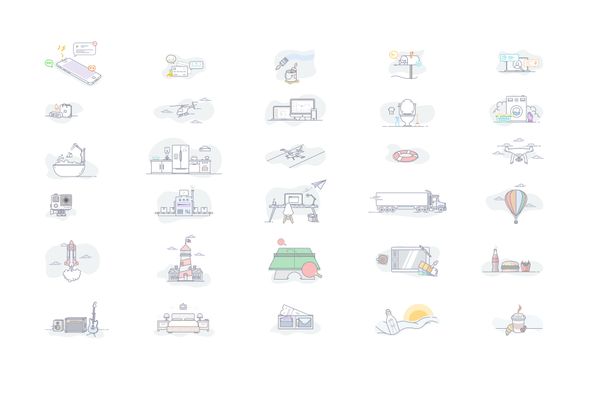 Illustrations Product Images ~ 30 Line Illustra… ~ Creative Market