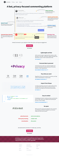 Commento: A fast, privacy-focused commenting platform