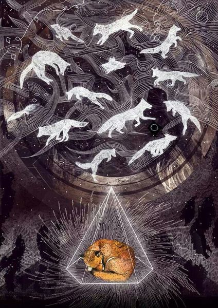 Mariya Karpenko #art #illustration #fox #triangle #drawing #animals