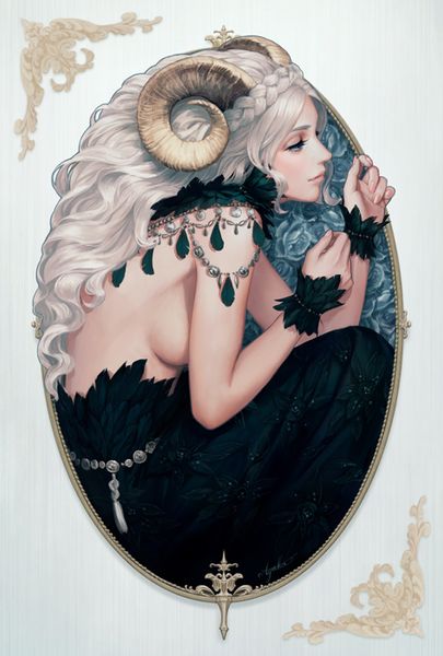 By Ayaka Suda #illustration #frame #horns