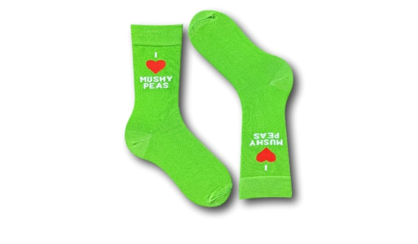 forsocksake 1 Pair I Love Mushy Peas Novelty Socks Fish & Chips Size 6-11...