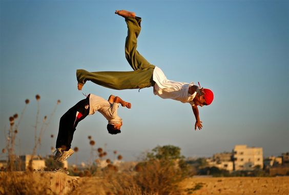 Flying through the air, Palestinian youths practice parkour - PhotoBlog