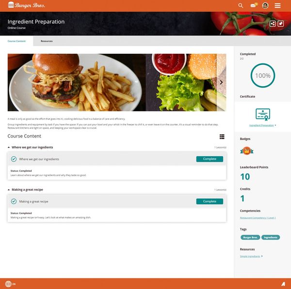 Burger Bros. Course Detail