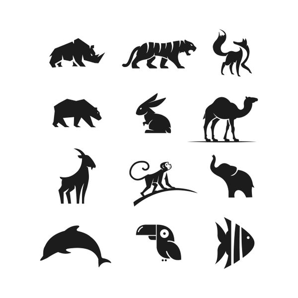 Animation Logo Silhouette PNG Transparent, Animals Set Logo Vector Silhouette, Abstract, Animal, An…