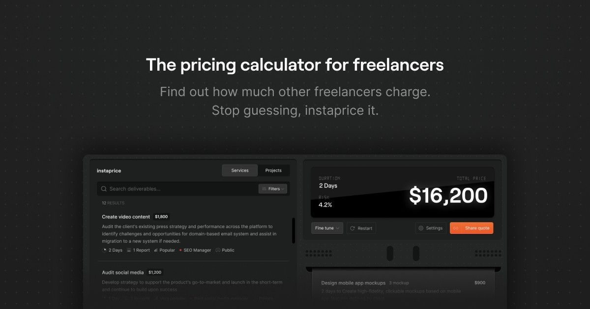 instaprice | Freelance quotes calculator