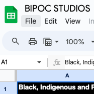 BIPOC STUDIOS - Google Sheets