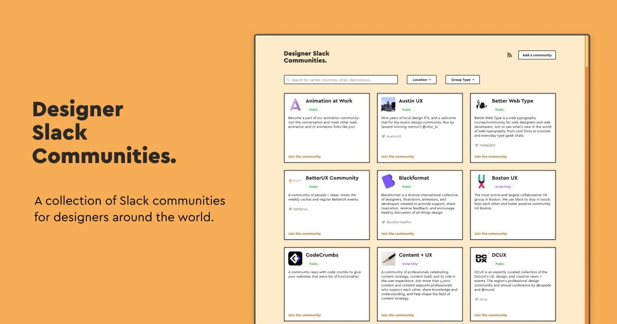 Designer Slack Communities.